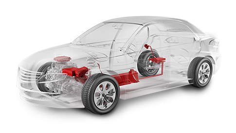 Antriebe - Hybrid (Motor, Batterie, Transparentes Auto)